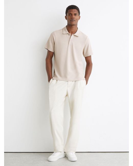 Reiss Natural Textured Half-Button Polo Shirt for men