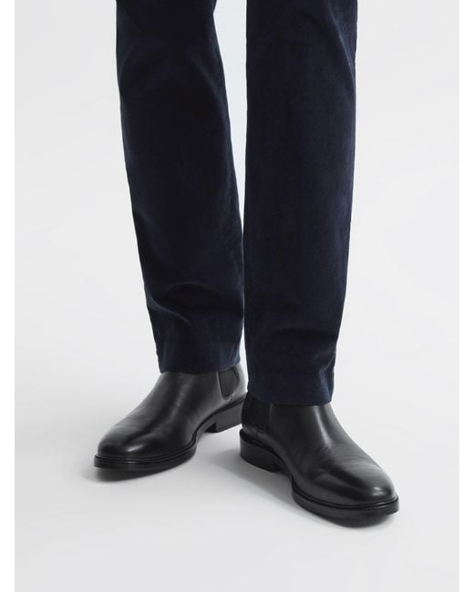Reiss Black Leather Chelsea Boots for men