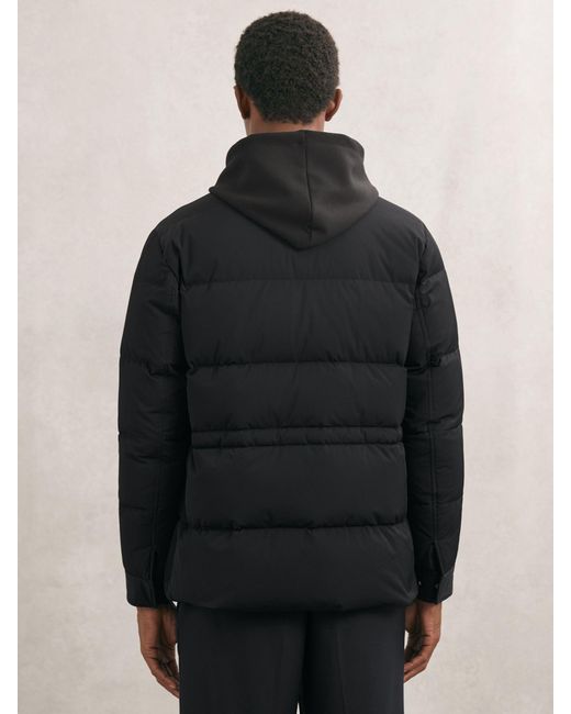 Reiss Black Quilted Four-Pocket Puffer Jacket for men