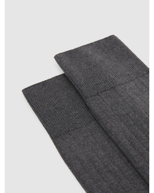 Reiss Black Fela - Charcoal Ribbed Socks, M/l for men