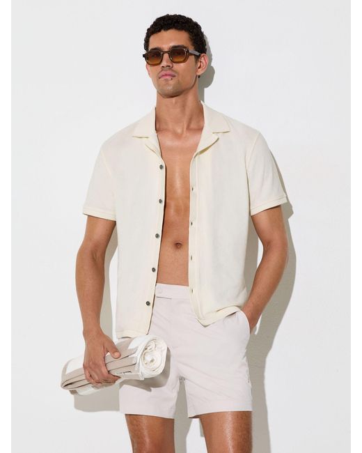 Reiss White Eden Towelling Short-Sleeve Shirt for men