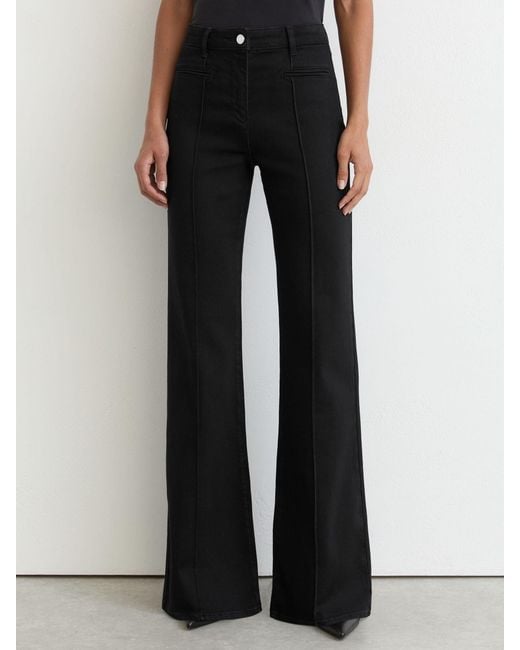 Reiss Claude - Black Pintuck-detail Flared Jeans, 34w X 31l (uk 34 R)
