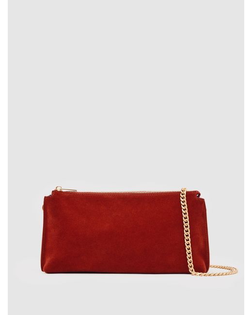 Reiss Gray Muriel - Red Leather Double-pouch Crossbody Bag, One