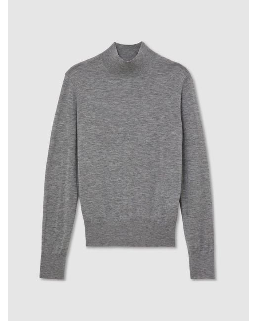Reiss Gray Rina - Grey Ultra-soft Merino Wool High-neck Jumper, L (us 12-14)