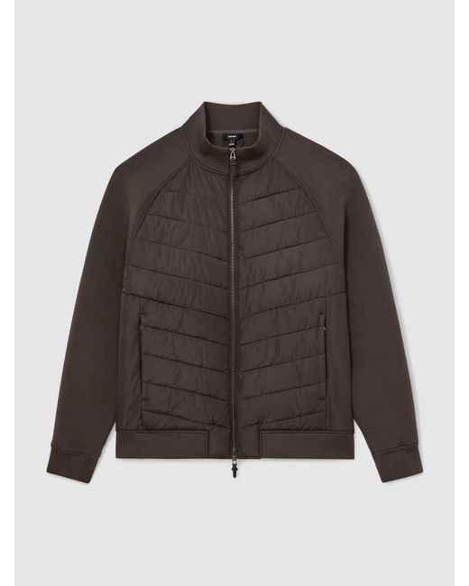 Reiss Gray Hybrid Quilted And Interlock Zip Jacket for men
