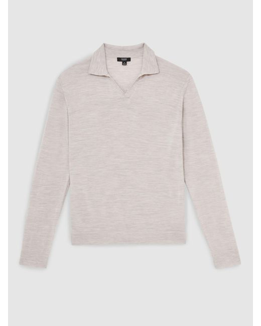 Reiss Natural Merino Wool Open-Collar Polo Shirt for men