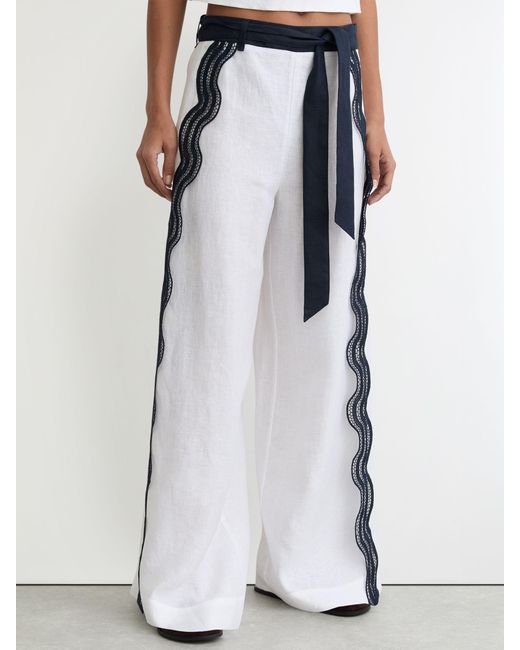 Reiss White Side Scallop Trousers
