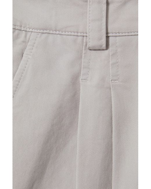 Reiss Gray Astrid - Grey Cotton Blend Wide Leg Trousers
