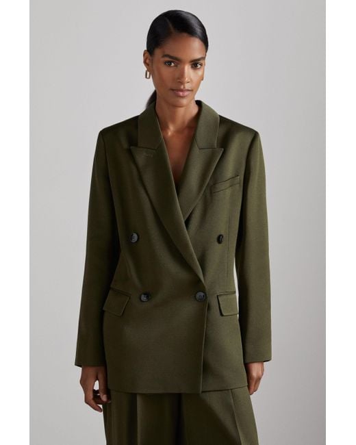 Reiss Green Atelier Double-Breasted Crepe Suit Jacket