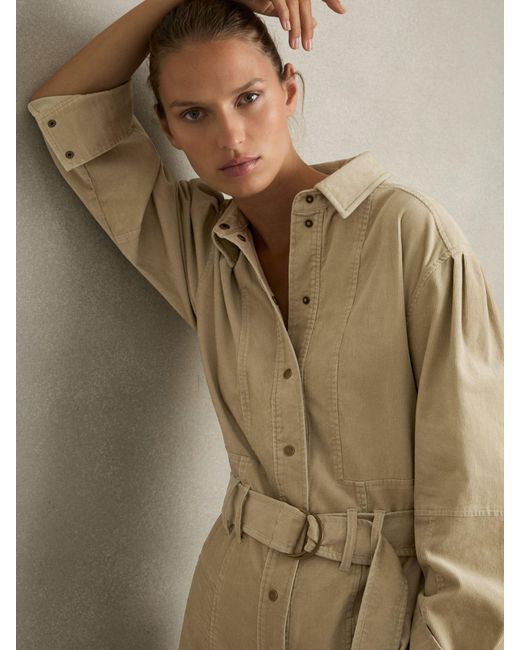 Reiss Natural Mara Jumpsuit Cotton Plain