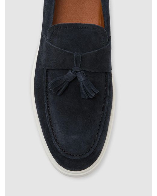 Reiss Blue Jimmy - Dark Navy Suede Tassel Loafers, Us 12 (uk 11) for men