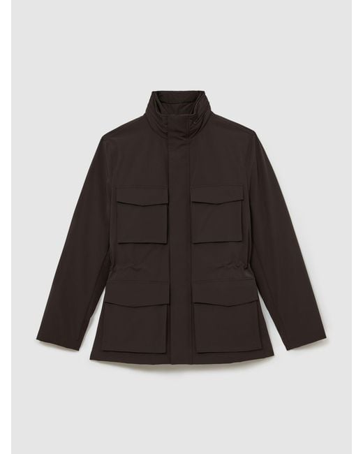 Reiss Black Four-Pocket Hooded Jacket With Removable Gilet for men