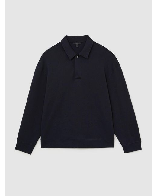 Reiss Blue Premium Interlock Relaxed Polo Sweatshirt for men