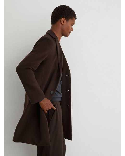 Reiss Black Wool-Blend Single-Breasted Epsom Coat for men
