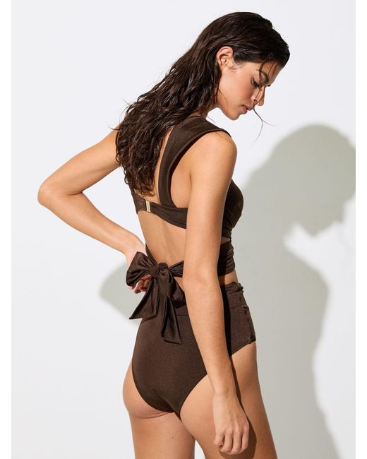 Reiss Black Wrap-Around Ruched Bikini Top