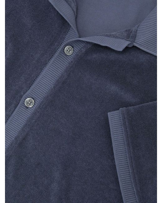 Reiss Blue Towelling Short-Sleeve Shirt for men