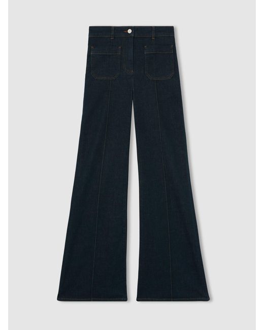 Reiss Sakura - Dark Blue Petite Patch-pocket Flared Jeans, Us 20