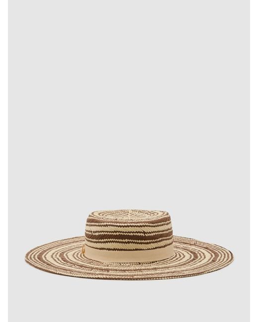 Reiss White Tatiana - Natural Straw-effect Striped Sun Hat, S-m (us 4-10)