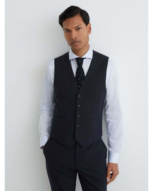 Reiss Blue Belmont - Navy Single-breasted Tailored Waistcoat, 44 for men