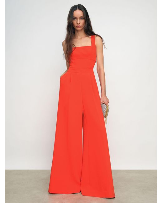 Reiss Red Dion - Orange Wide-leg Cut-out Jumpsuit, Us 8