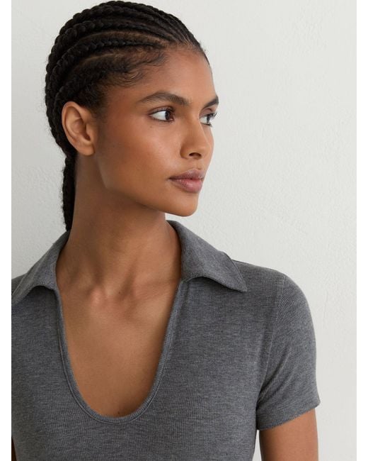 Reiss Black Scoop-Neck Jersey Polo Top