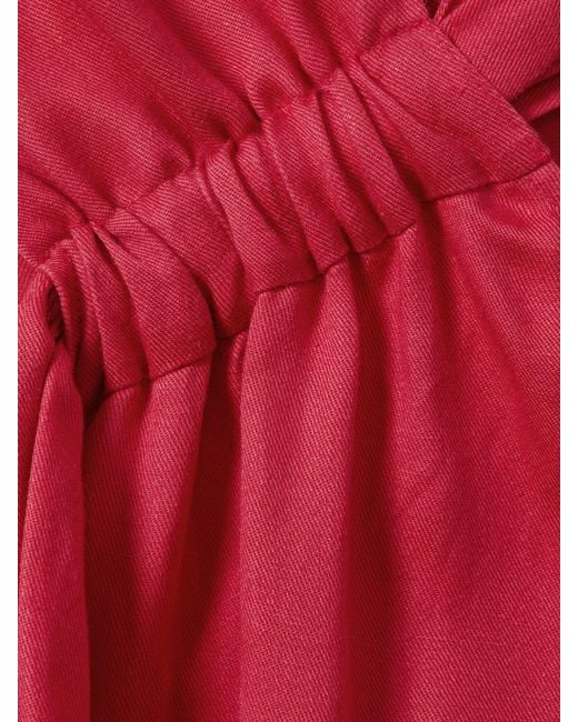 Reiss Red Selena - Coral Petite Linen Blend Drape Jumpsuit, Us 0