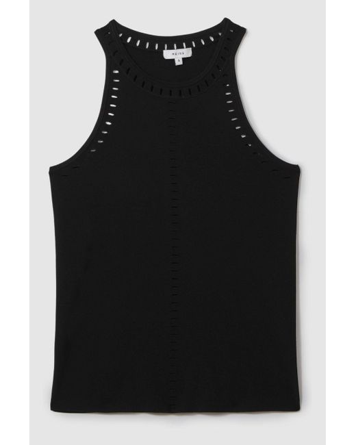 Reiss Brown Cammi - Black Fitted Cut-out Detail Vest