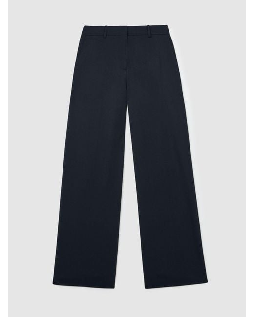 Reiss Blue Wool-Blend Wide-Leg Suit Trousers