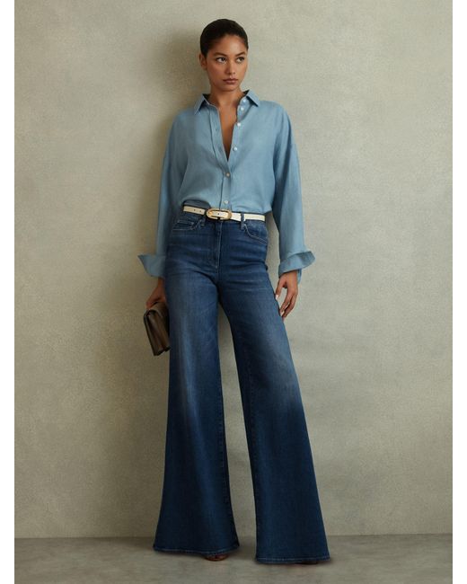 Reiss Blue Mid Palazzo Jeans