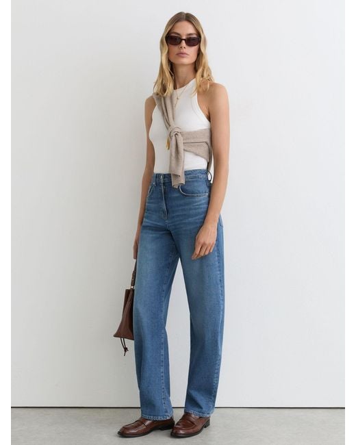 Reiss Blue Barrel-Leg Jeans