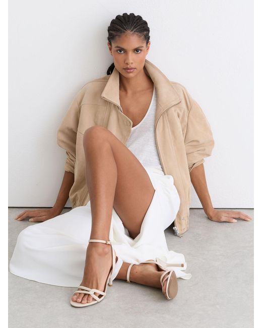 Reiss White Leather Link-Strap Stiletto Sandals