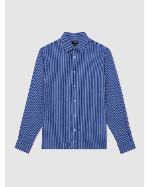 Reiss Blue Pinstripe Long-Sleeve Regular-Fit Shirt for men
