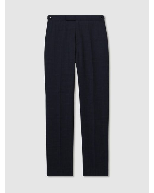 Reiss Blue Slim-Fit Wool-Blend Textured Tailored Trousers for men