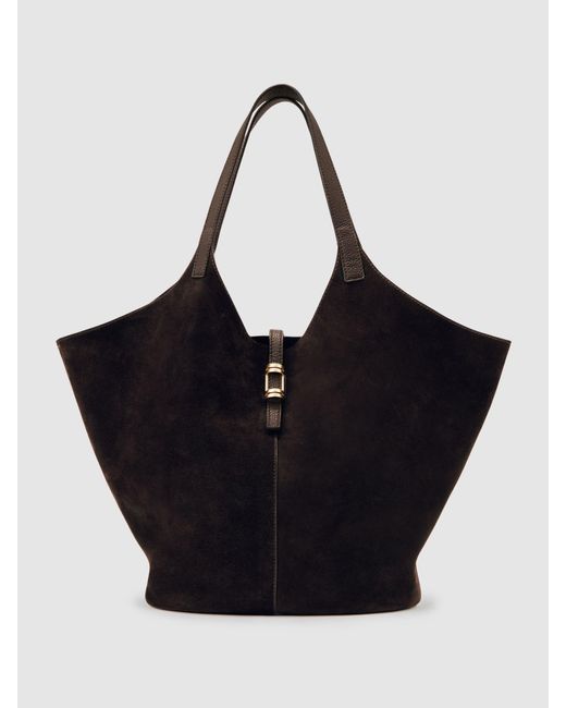Reiss Black Lyra - Chocolate Leather And Suede Tote Bag, One