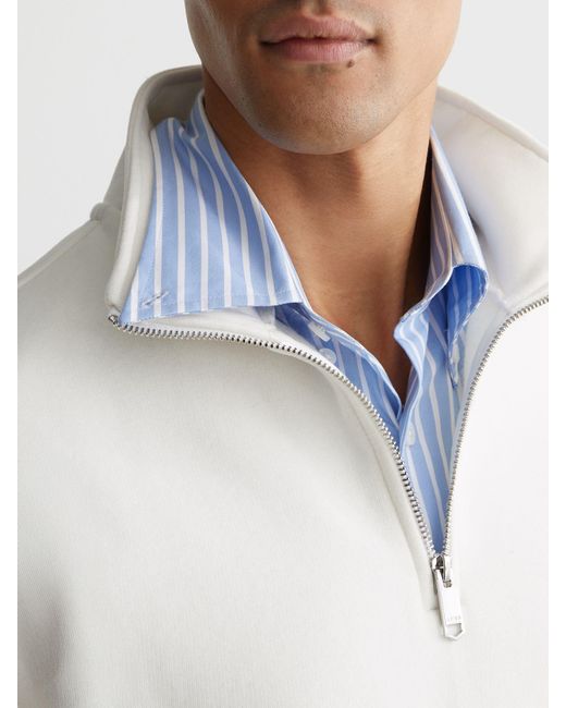 Reiss White Cotton-Blend Washed Half-Zip Sweatshirt for men