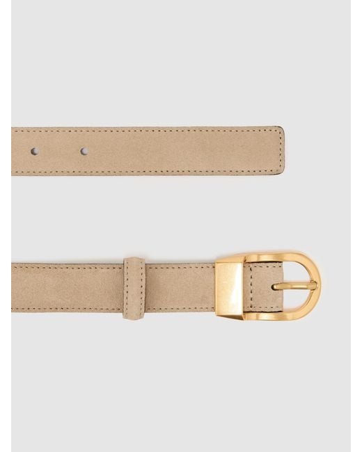 Reiss Natural Hazel - Stone Leather Curved-buckle Belt, S (us 4-6)