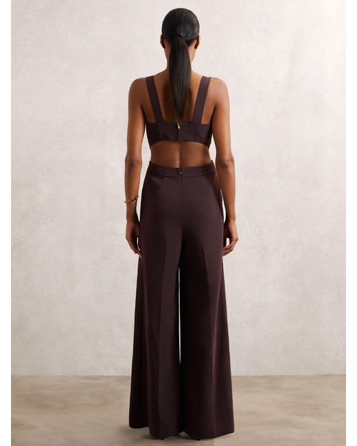 Reiss Red Wide-Leg Cut-Out Jumpsuit