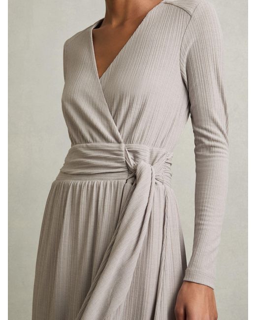 Reiss Natural Jersey Wrap-Tie Midi Dress