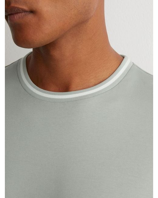 Reiss Gray Air-Water Cotton Tipped Tailored-Fit T-Shirt for men