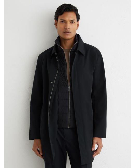 Reiss Blue Logan - Navy Hybrid Removable Funnel Neck Overcoat, S for men