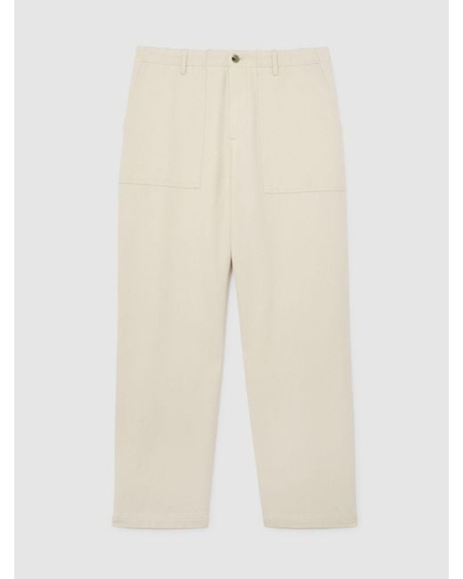 Reiss White Cotton And Wool Relaxed-Fit Trousers for men