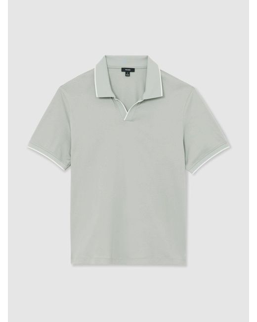 Reiss Gray Air-Water Cotton Tipped Polo Shirt for men