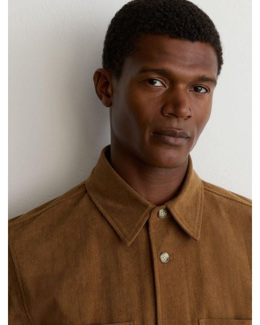 Reiss Brown Corduroy Twin-Pocket Overshirt for men