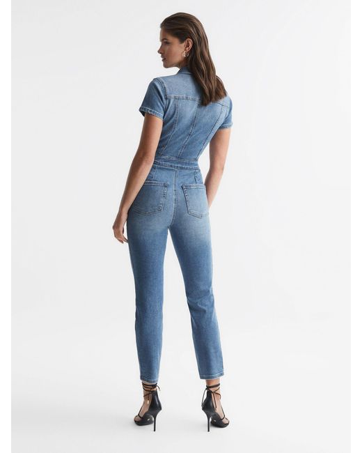 GOOD AMERICAN Mid Blue Denim Jumpsuit