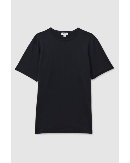 Reiss Black Caspian - Navy Mercerised Cotton Crew Neck T-shirt, S for men