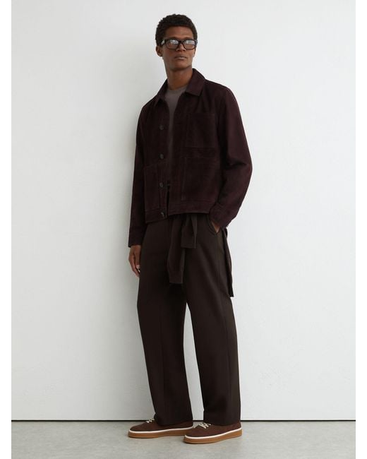 Reiss Brown Found Stretch Drawstring Trousers for men