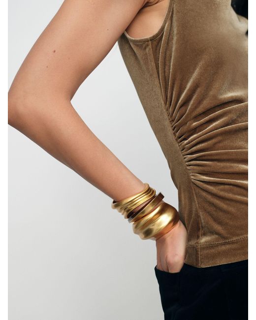 Reiss Blue Velvet Drape Sleeveless Top
