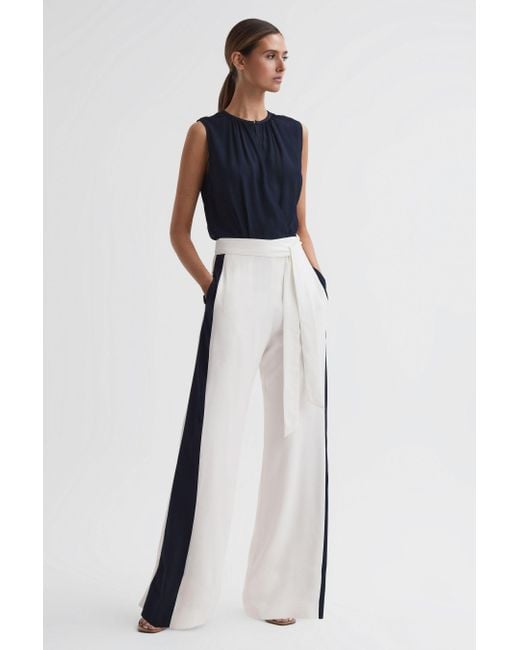 【海外限定】REISSジャンプスーツ☆Inez Side Stripe Wide Leg J Reiss Inez Side Stripe Wide Leg Jumpsuit, Orange