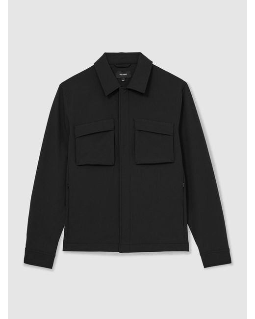 Reiss Divide - Black Technical Twin-pocket Overshirt, Xl for men