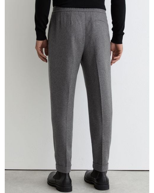 Reiss Gray Cooper - Soft Grey Wool-blend Tapered Cuffed Trousers, 38 for men